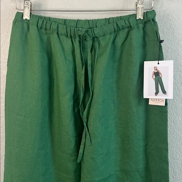 NWT NATION LTD Lucia Tie Waist Pants In Green. Size M - Picture 4 of 13